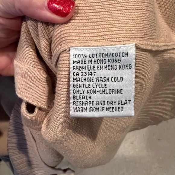 Talbots 100% cotton button front cardigan with ribbon embellishment size large - Picture 3 of 4